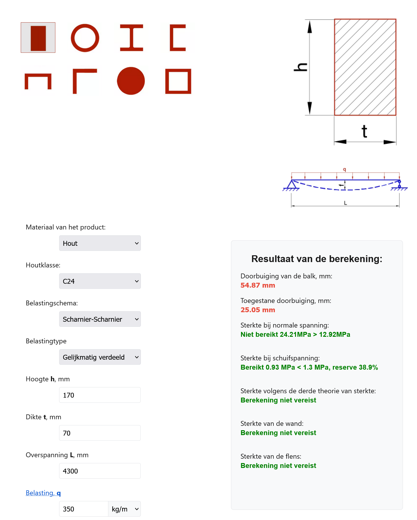 Berekening hout 170×70